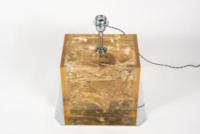 Romeo Rega 1970s crushed ice resin table lamp attributed to Romeo Rega