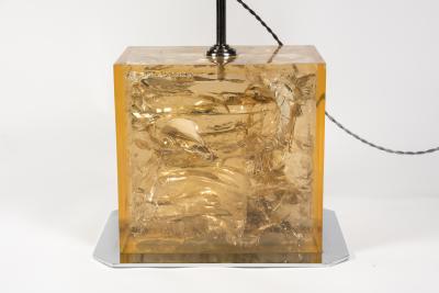 Romeo Rega 1970s crushed ice resin table lamp attributed to Romeo Rega