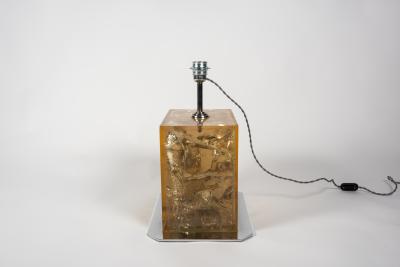 Romeo Rega 1970s crushed ice resin table lamp attributed to Romeo Rega