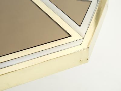 Romeo Rega Brass chrome steel mirrored console table by Romeo Rega 1970s