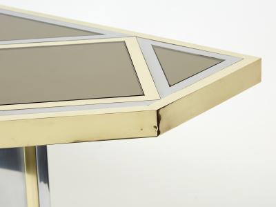 Romeo Rega Brass chrome steel mirrored console table by Romeo Rega 1970s