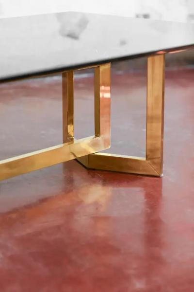 Romeo Rega Coffee Table in Brass and Smoked Glass 1970s in the style of Romeo Rega