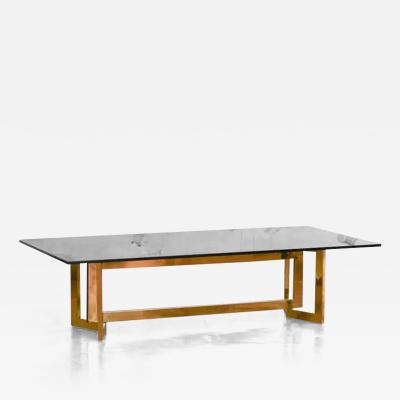 Romeo Rega Coffee Table in Brass and Smoked Glass 1970s in the style of Romeo Rega