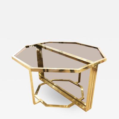 Romeo Rega Extending Brass and Glass Table by Romeo Rega Italy 1960s