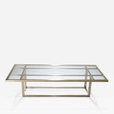 Romeo Rega Hollywood Regency Large brass chrome coffee table Romeo Rega 1970s