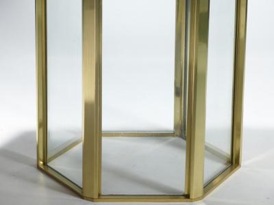 Romeo Rega Hollywood Regency Romeo Rega black lacquer brass glass dining table 1970s