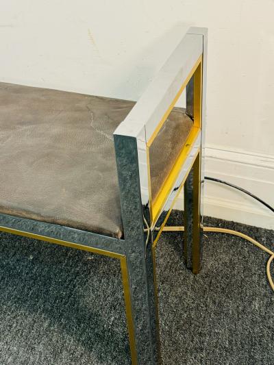 Romeo Rega ITALIAN MODERN CHROME AND BRASS BENCH DESIGNED BY ROMEO REGA