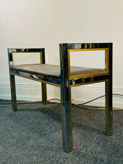 Romeo Rega ITALIAN MODERN CHROME AND BRASS BENCH DESIGNED BY ROMEO REGA