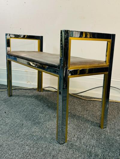 Romeo Rega ITALIAN MODERN CHROME AND BRASS BENCH DESIGNED BY ROMEO REGA