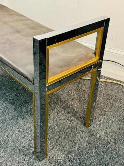 Romeo Rega ITALIAN MODERN CHROME AND BRASS BENCH DESIGNED BY ROMEO REGA