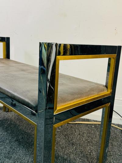 Romeo Rega ITALIAN MODERN CHROME AND BRASS BENCH DESIGNED BY ROMEO REGA