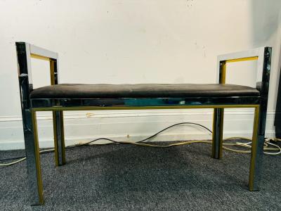 Romeo Rega ITALIAN MODERN CHROME AND BRASS BENCH DESIGNED BY ROMEO REGA
