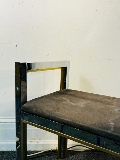 Romeo Rega ITALIAN MODERN CHROME AND BRASS BENCH DESIGNED BY ROMEO REGA
