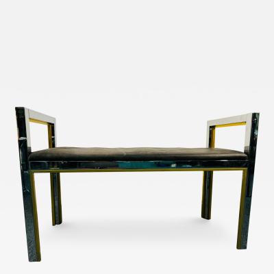 Romeo Rega ITALIAN MODERN CHROME AND BRASS BENCH DESIGNED BY ROMEO REGA