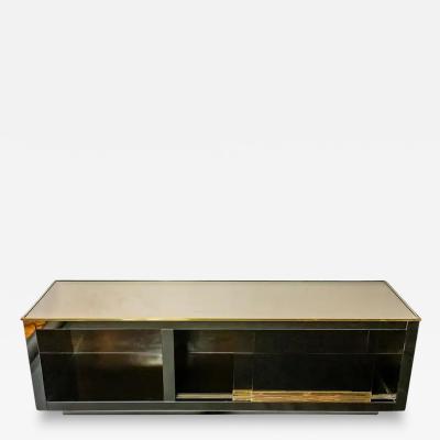 Romeo Rega Italian Mid Century Mirrored Sliding Doors Television Sideboard Stand
