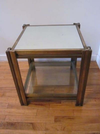 Romeo Rega Italian Mid Century Modern Brass Nickel Side Table Nightstand by Romeo Rega