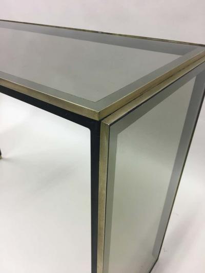 Romeo Rega Italian Midcentury Brass Nickel and Glass Console or Writing Table Romeo Rega