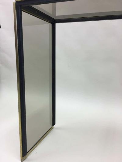 Romeo Rega Italian Midcentury Brass Nickel and Glass Console or Writing Table Romeo Rega