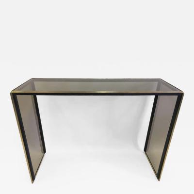 Romeo Rega Italian Midcentury Brass Nickel and Glass Console or Writing Table Romeo Rega