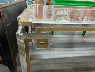 Romeo Rega Italian Modern Brass And Chrome Dining Table By Romeo Rega