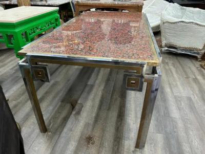 Romeo Rega Italian Modern Brass And Chrome Dining Table By Romeo Rega