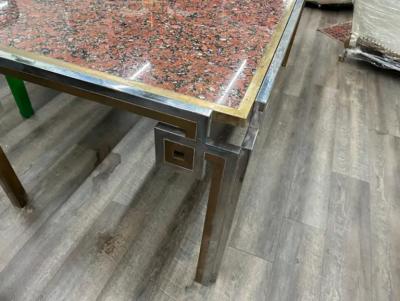 Romeo Rega Italian Modern Brass And Chrome Dining Table By Romeo Rega