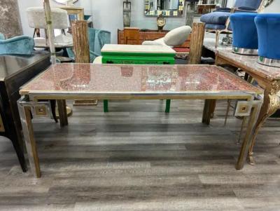 Romeo Rega Italian Modern Brass And Chrome Dining Table By Romeo Rega