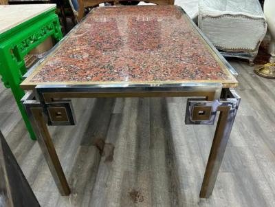 Romeo Rega Italian Modern Brass And Chrome Dining Table By Romeo Rega