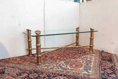 Romeo Rega Italian Modern Brass Faux Bamboo Coffee Table
