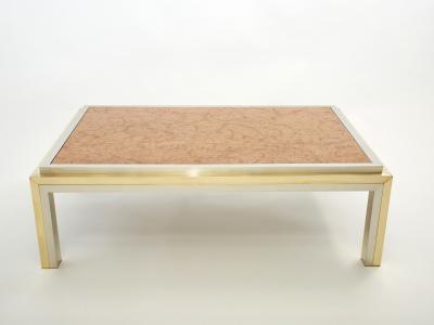 Romeo Rega Italian brass chrome red marble coffee table Romeo Rega 1970s