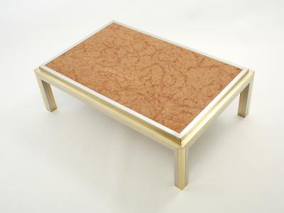 Romeo Rega Italian brass chrome red marble coffee table Romeo Rega 1970s