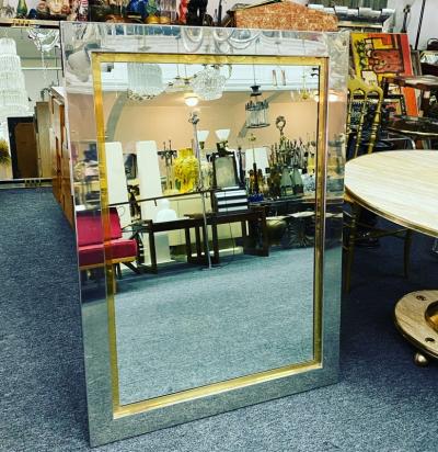 Romeo Rega MODERN CHROME AND BRASS MIRROR BY ROMEO REGA