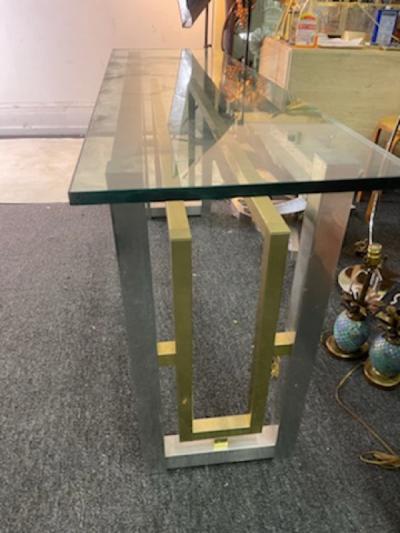 Romeo Rega MODERNIST CHROME AND BRASS CONSOLE TABLE BY ROMEO REGA