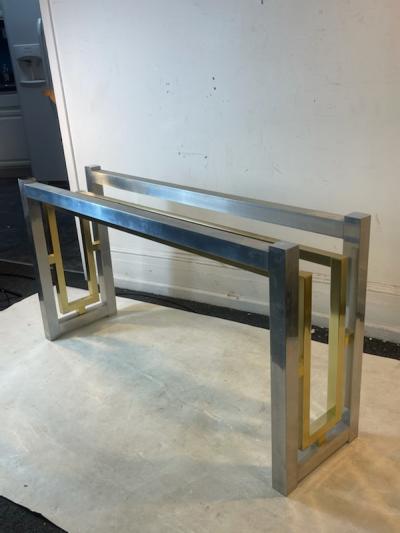 Romeo Rega MODERNIST CHROME AND BRASS CONSOLE TABLE BY ROMEO REGA