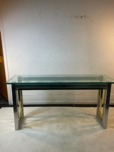 Romeo Rega MODERNIST CHROME AND BRASS CONSOLE TABLE BY ROMEO REGA