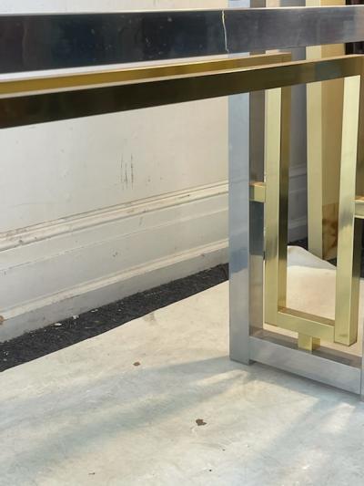 Romeo Rega MODERNIST CHROME AND BRASS CONSOLE TABLE BY ROMEO REGA