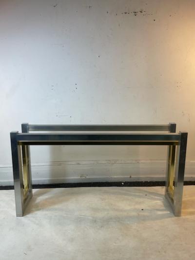 Romeo Rega MODERNIST CHROME AND BRASS CONSOLE TABLE BY ROMEO REGA