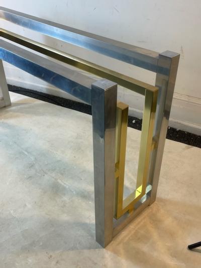 Romeo Rega MODERNIST CHROME AND BRASS CONSOLE TABLE BY ROMEO REGA