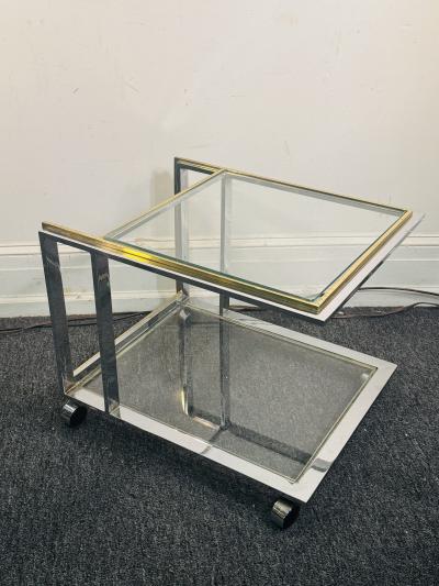 Romeo Rega MODERNIST CHROME BRASS DOUBLE TIER BAR CART BY ROMEO REGA