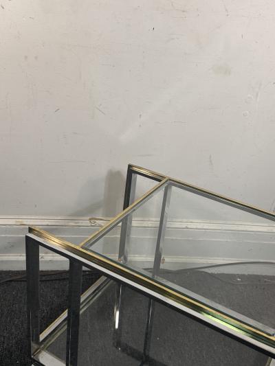 Romeo Rega MODERNIST CHROME BRASS DOUBLE TIER BAR CART BY ROMEO REGA