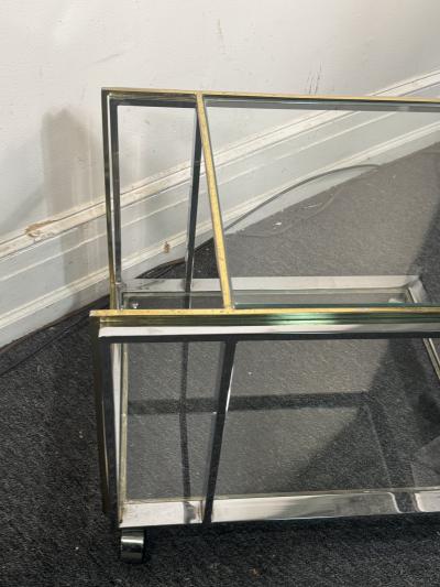 Romeo Rega MODERNIST CHROME BRASS DOUBLE TIER BAR CART BY ROMEO REGA