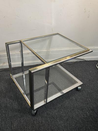 Romeo Rega MODERNIST CHROME BRASS DOUBLE TIER BAR CART BY ROMEO REGA