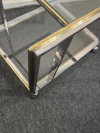 Romeo Rega MODERNIST CHROME BRASS DOUBLE TIER BAR CART BY ROMEO REGA
