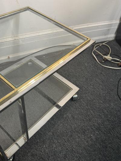 Romeo Rega MODERNIST CHROME BRASS DOUBLE TIER BAR CART BY ROMEO REGA