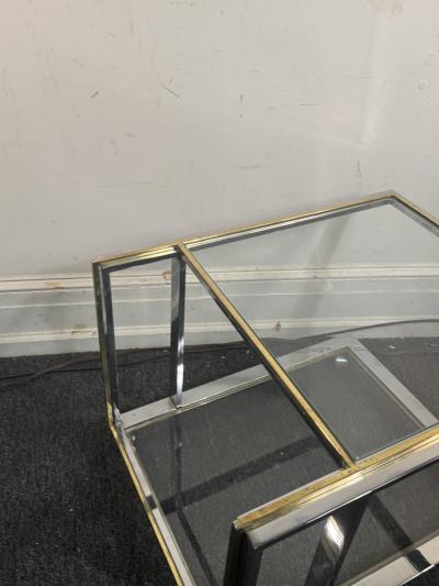 Romeo Rega MODERNIST CHROME BRASS DOUBLE TIER BAR CART BY ROMEO REGA