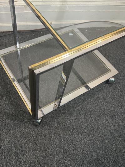 Romeo Rega MODERNIST CHROME BRASS DOUBLE TIER BAR CART BY ROMEO REGA