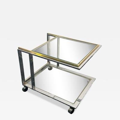 Romeo Rega MODERNIST CHROME BRASS DOUBLE TIER BAR CART BY ROMEO REGA
