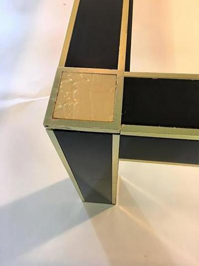 Romeo Rega Modernist Brass and Black Laminate Coffee Table by Romeo Rega