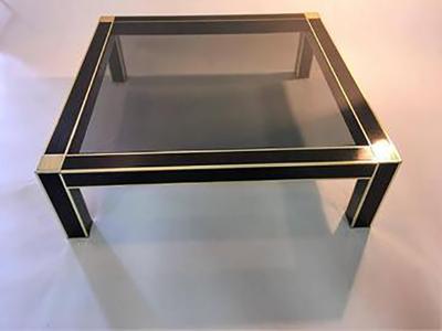 Romeo Rega Modernist Brass and Black Laminate Coffee Table by Romeo Rega
