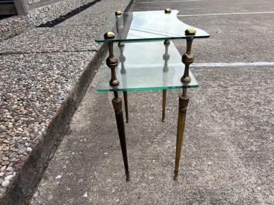 Romeo Rega Pair Of Italian Modern Brass And Glass Tables